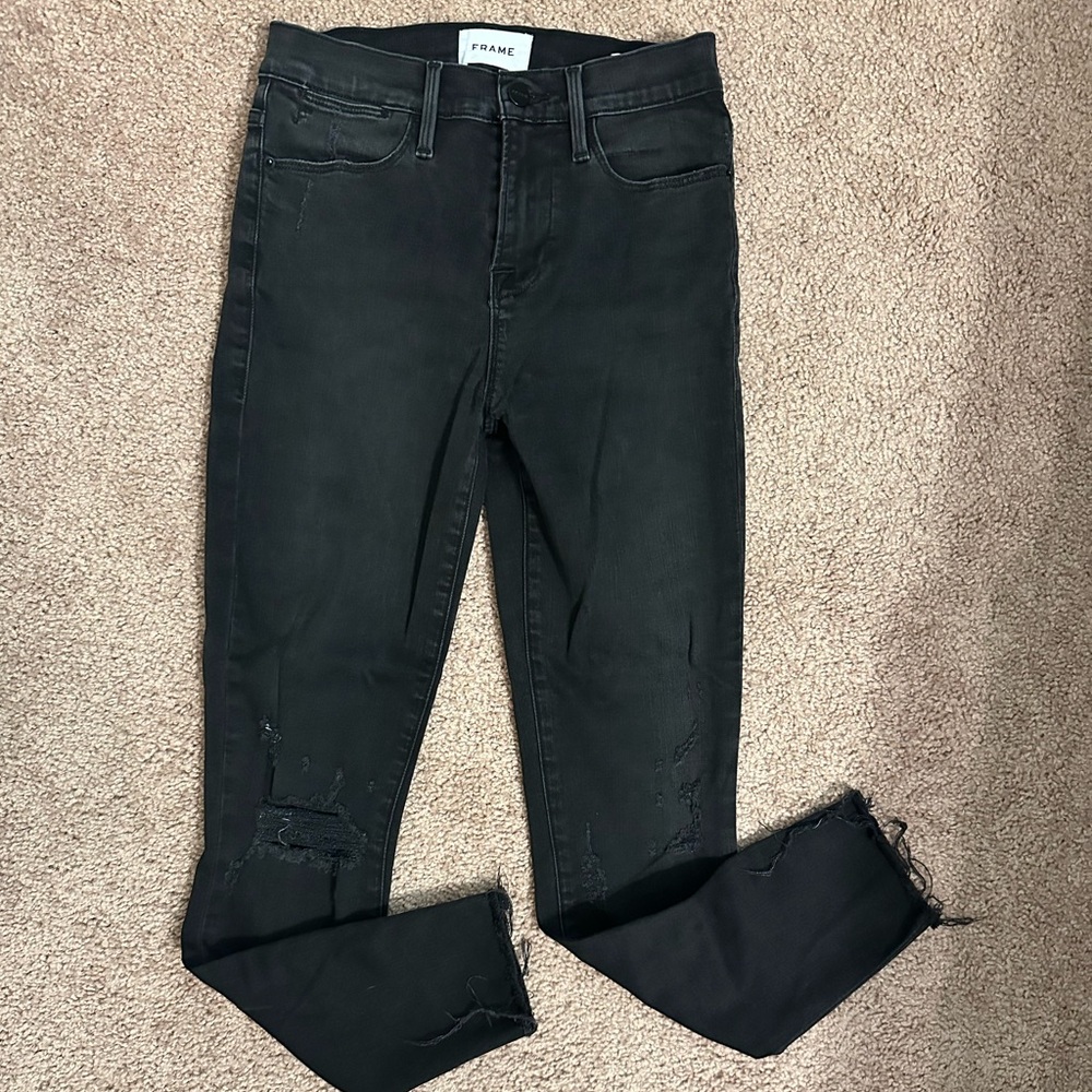 Frame High Rise Distressed Jeans - Picture 2 of 2